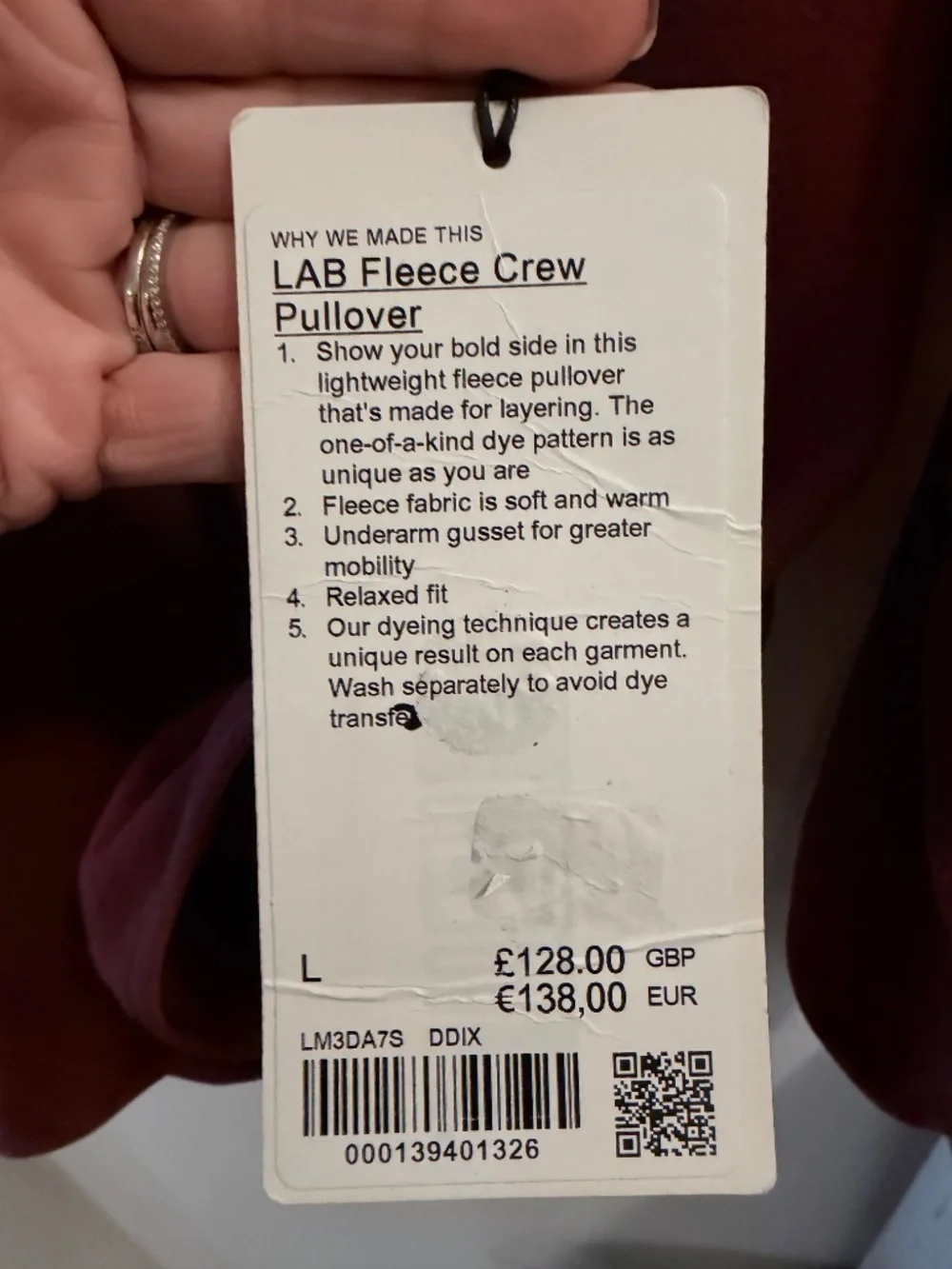 🤎 Lululemon lab Fleece Crew Pullover Diamond Dye Date Brown Pelt NWT Rare Size